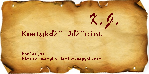 Kmetykó Jácint névjegykártya